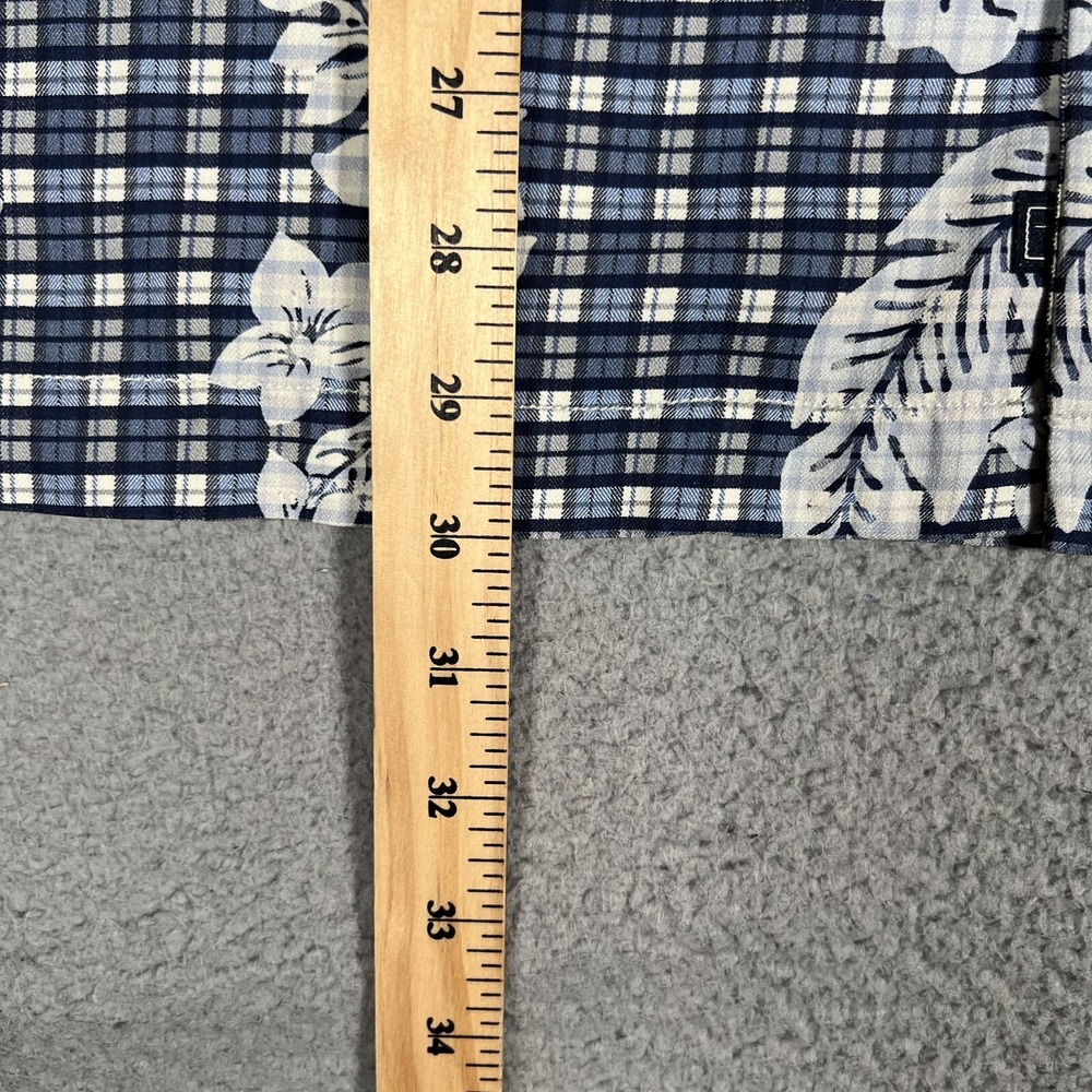 Tommy Bahama Shirt Mens Large Blue Floral Plaid 100% Silk Casual Preppy Pocket - Picture 6 of 12